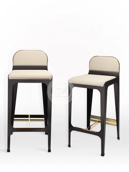 

Light Luxury Bar Chair Wrought Iron Bar Stool European Simple High Chair Bar Stool Stool Restaurant Bar Chair Fashion Backrest