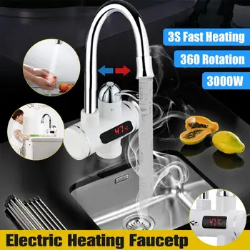 

Electric Heating Water Tap Instant Hot Water Tap 3000W LCD Temperature Display Faucet 360 Rotation Bathroom Kitchen