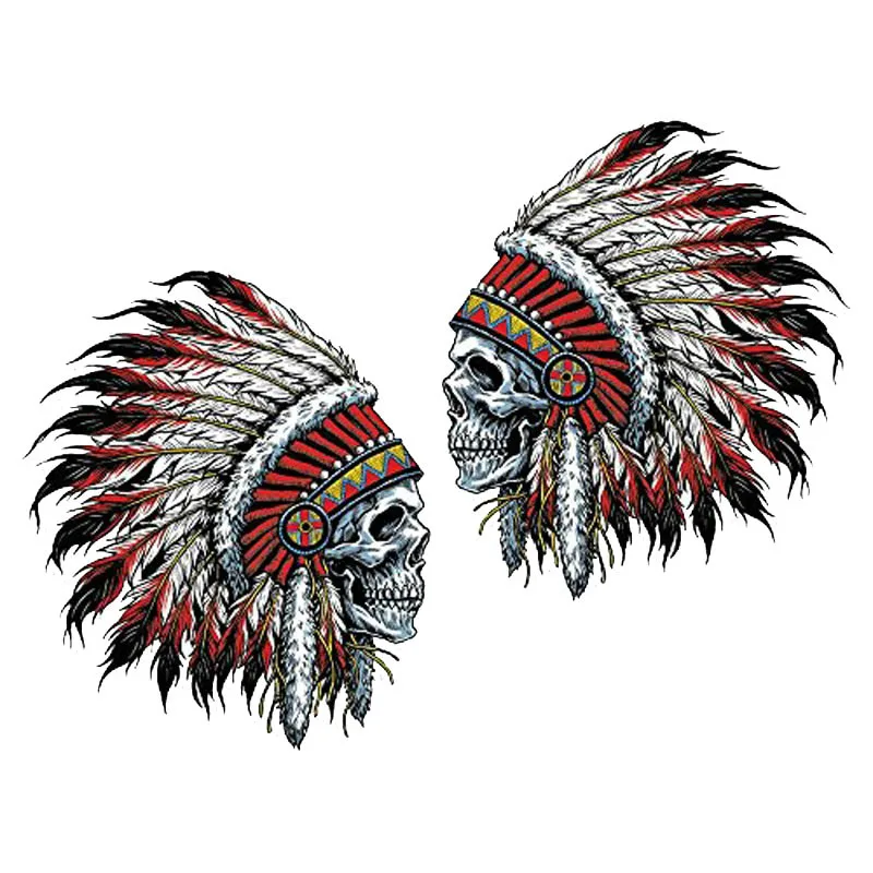 

2X 12.2cm X 10.2cm AMENRICAN LNDIAN CHIEFTAIN SKULL Car Sticker Motorcycle Decals Windshield Vinyl Scratches Waterproof PVC