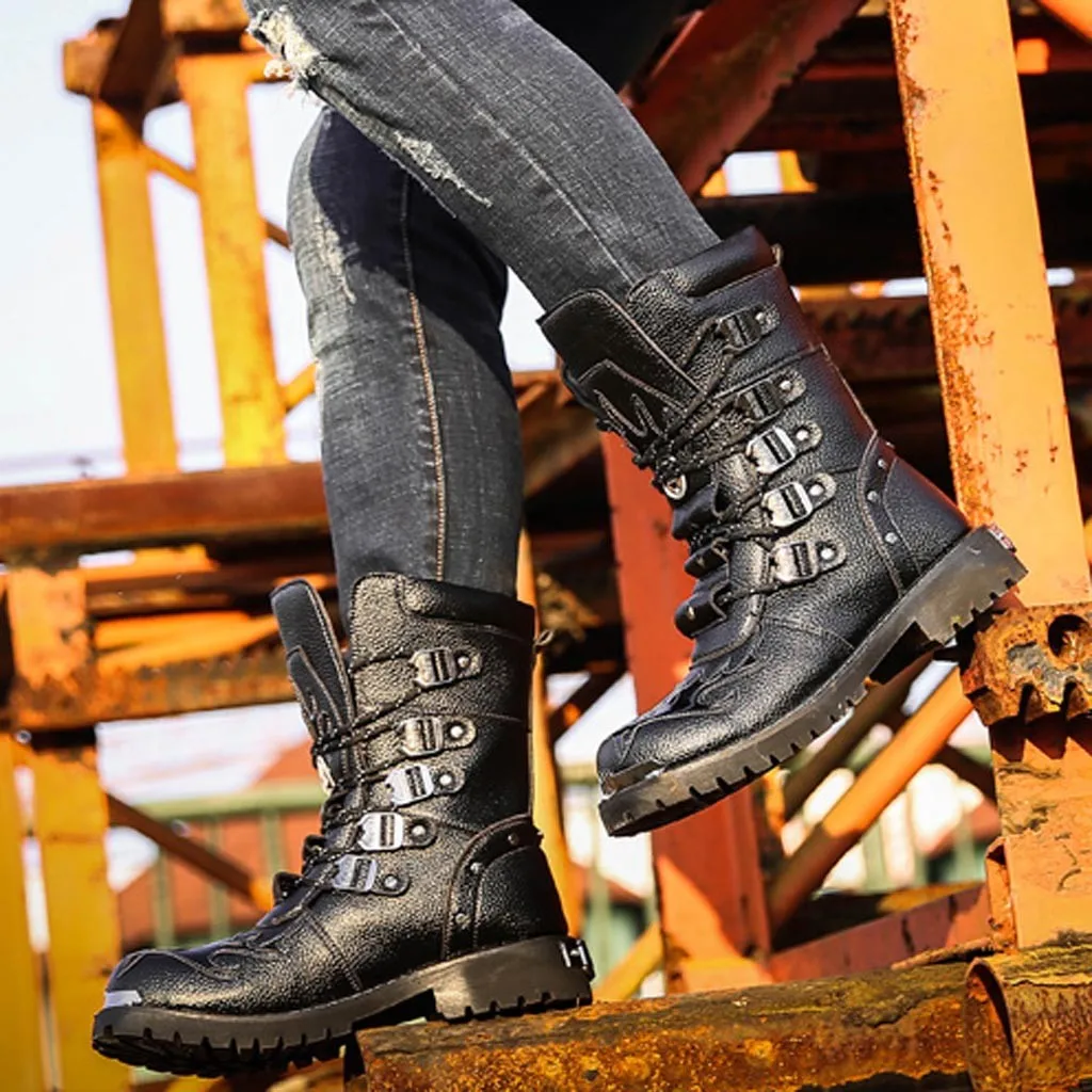 

SAGACE Men Western Combat Boot Outdoor Cold-Proof Non-Slip Sport Boot Men's high boots motorcycle boots Winter Snow Boots