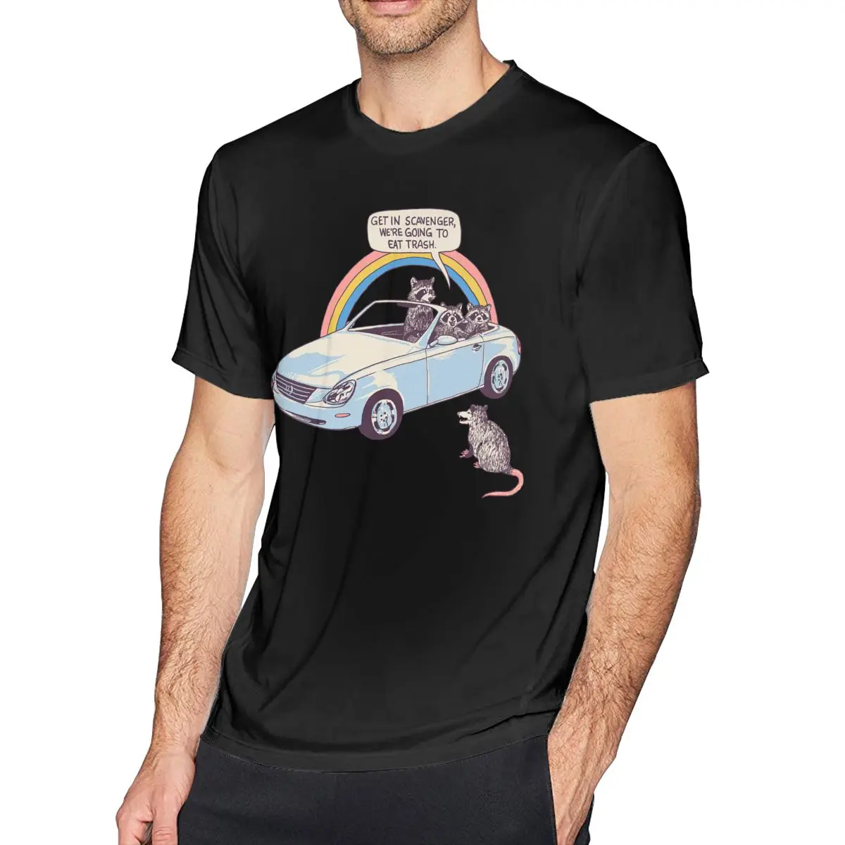 

Raccoon T Shirt Get In Scavenger T-Shirt Beach Short-Sleeve Tee Shirt Cute Graphic 100 Cotton Male Tshirt