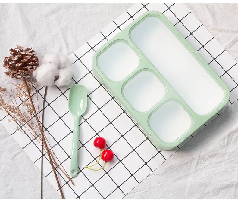 1200m Lunch Box Microwavable Food Storage Container With Compartments Leakproof Thermal Bento Box BPA Free Picnic School - Color: Blue 4 compartment