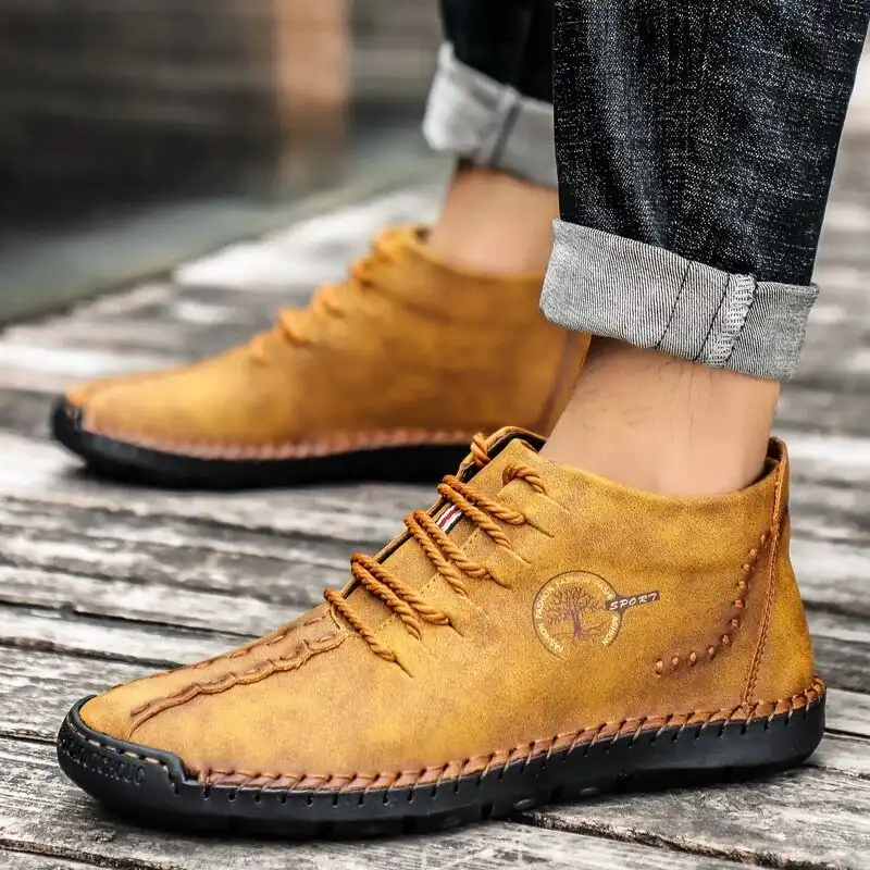 Mens Sneakers Leather Ankle Basic Boots 