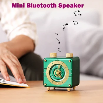 

Retro Mechanical Mini Alarm Clock Bluetooth Speaker Rechargeable Radio Support TF Card Expand Portable Speaker