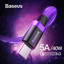 Baseus 5A Supercharge usb type-C кабель для huawei mate 20 P20 Lite P30 USB Type C шнур для зарядки телефона Quick Charge 3,0 кабель для мобильного телефона Xiaomi 9 8 usb кабель зарядное устройство провод для зарядки