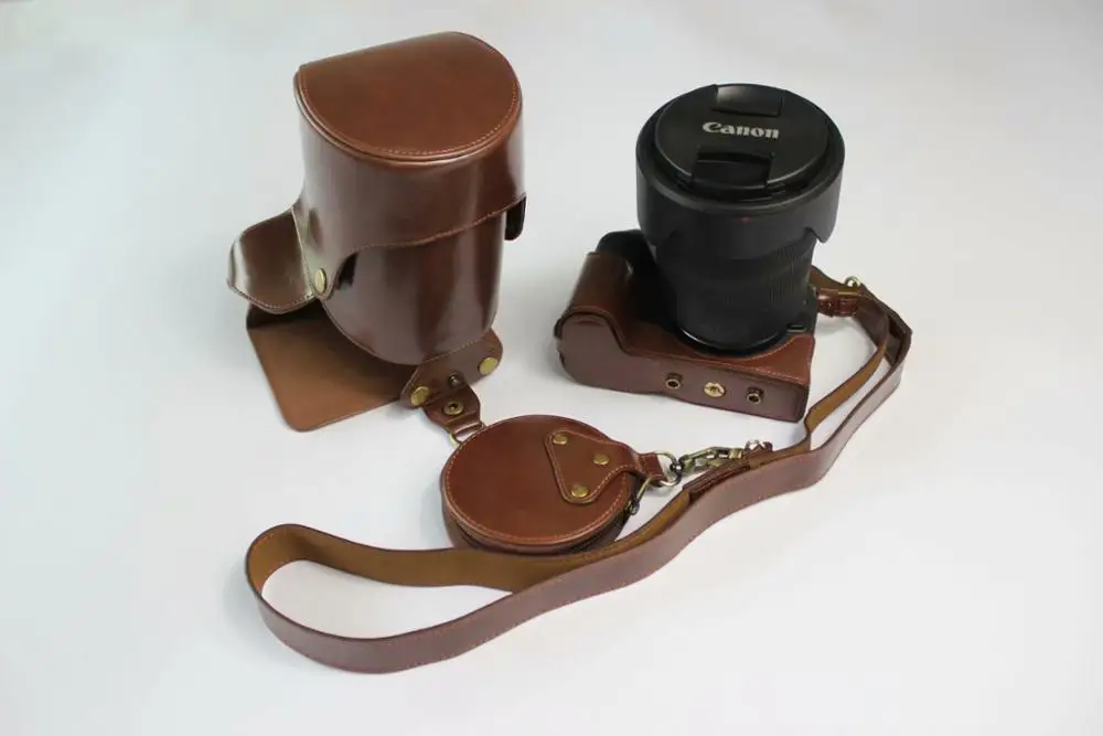 Pu Leather Camera Case Bag For Canon EOSR EOSRP RP R 24-105-45mm Lens Openning Bottom Cover With Strap Mini Pouch Wrist strap
