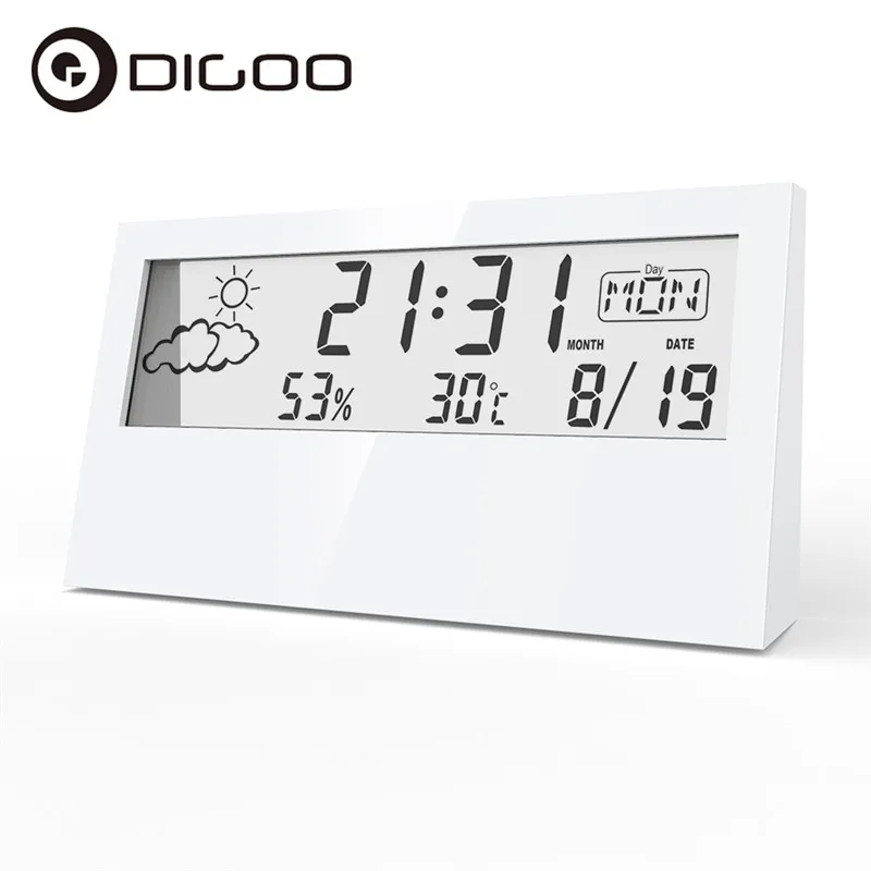  Digoo DG-AN0211 прозрачный экран Метеостанция Будильник крытый гигрометр термометр Прогноз погоды сенсор часы 