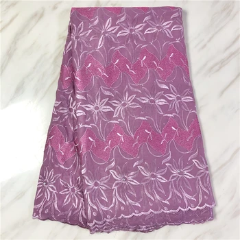 

New purple 100% Cotton Lace Fabric With Eyelet Embroidery Nigerian Swiss Voile Lace fabric for Party FP82