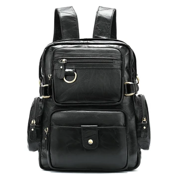 

Cow Genuine Leather Men Backpacks New Fashion Real Natural Leather Student Backpack Boy Luxury Brand Large Computer Laptop Bag