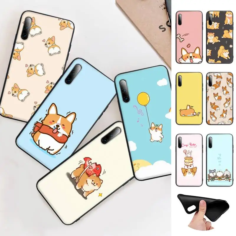 Cute Corgi Dog Black Silicone Cell Phone Case Cover For Redmi Note 6 8 9 Pro Max 9s 8t 7 5A 5 4 4x | Мобильные телефоны и