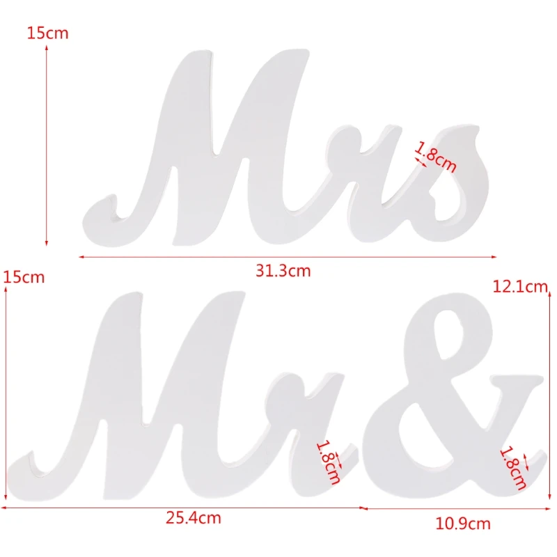 

Wedding Reception Sign White Wooden Letters Mr & Mrs Table Centrepiece Decor Set