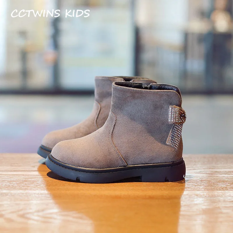 Thin Brown CCTWINS/детская обувь; коллекция года; Сезон Зима; модные детские ботильоны с бабочками; брендовая теплая обувь для девочек; замшевые ботинки со стразами; FB1816 - Цвет: Thin Brown