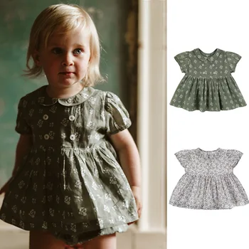 

Children's Baby Puff Sleeve Top 2020 Season New Lapel Shirt Hipster Floral Girl's Shirt