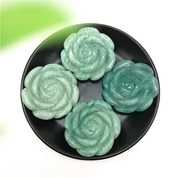 

1PC Natural Amazonite Crystal Rose Flower Hand Carved Crystal Flowers Healing Stones Decor Natural Stones and Minerals