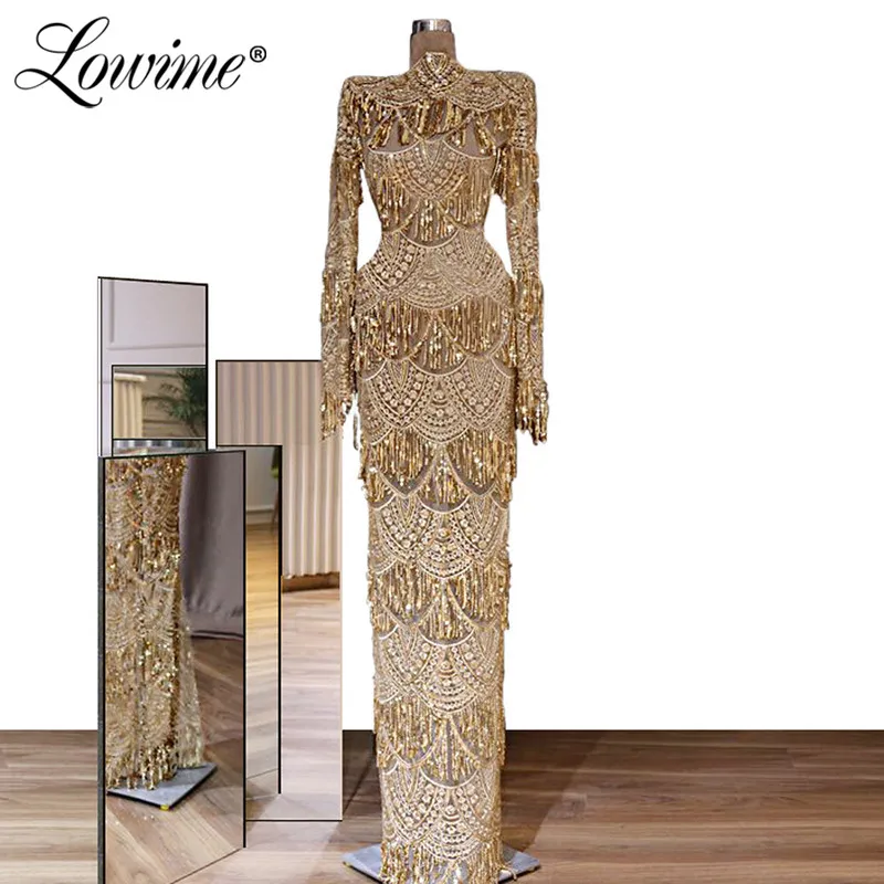 Женское вечернее платье-русалка длинное платье цвета шампанского с блестками и