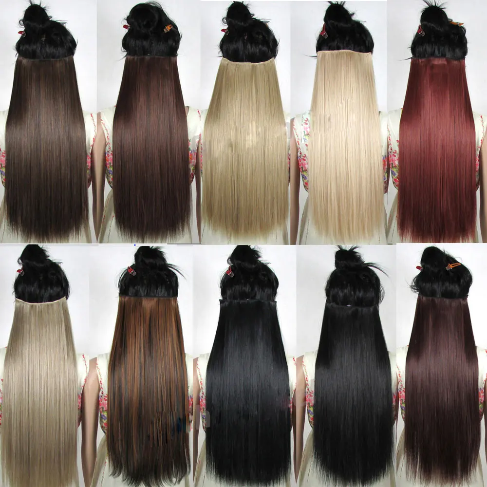 Hairpiece Synthetic-Hair-Extension Brown Clip-In Black Natural Straight S-Noilite Long