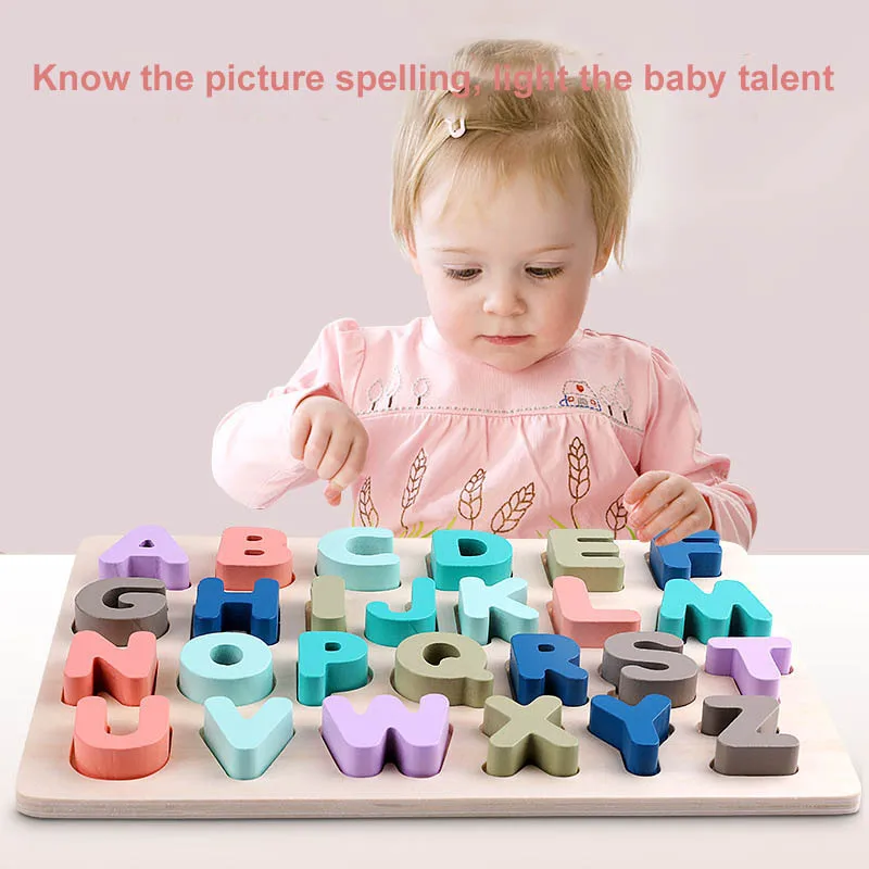 

Wooden Cognitive Board Digital Letter Children Enlightenment Shape Cognitive Hand Grasping Board Baby Puzzle Early Education Toy