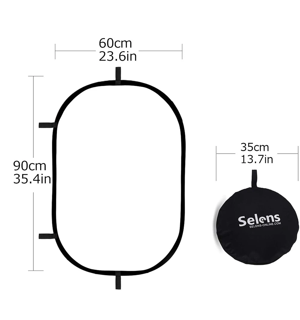 Photography Reflector 60x90cm Reflector Photography Light Diffuser Translucent Portable Oval Camera Light