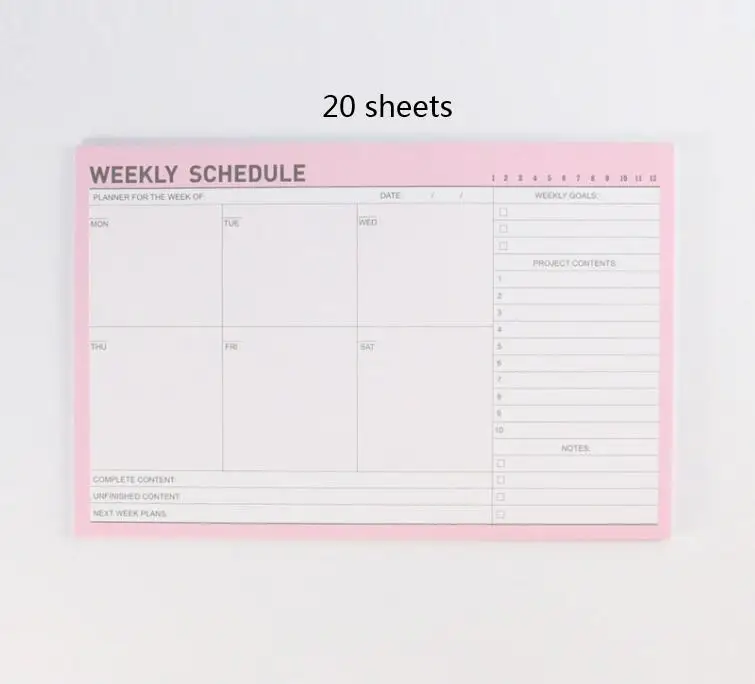 Sharkbang 50 листов, Kawaii, Корейская ежедневная заметка, блокнот для заметок, еженедельный ежемесячный планировщик, блокнот, настольный органайзер, блокнот, школьные канцелярские принадлежности - Цвет: Weekly schedule PK