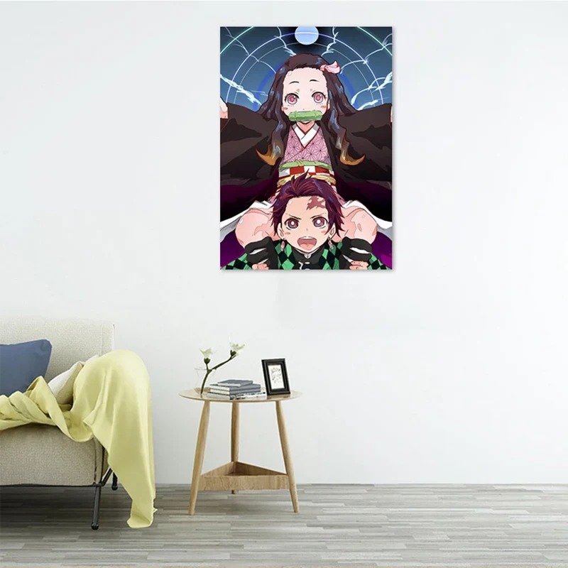 Demon Slayer: Kimetsu No Yaiba Tanjirou Nezuko Аниме Манга настенный постер для украшения гостиной и
