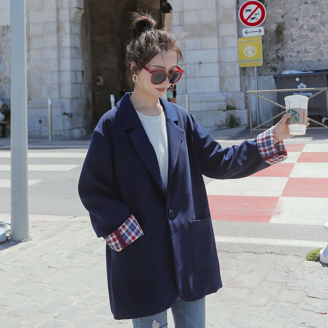 

Photo Shoot Retro Hong wei wang Red Small Suit Coat Women's 2019 Spring And Autumn New Style Korean-style Loose Casual CHIC Suit