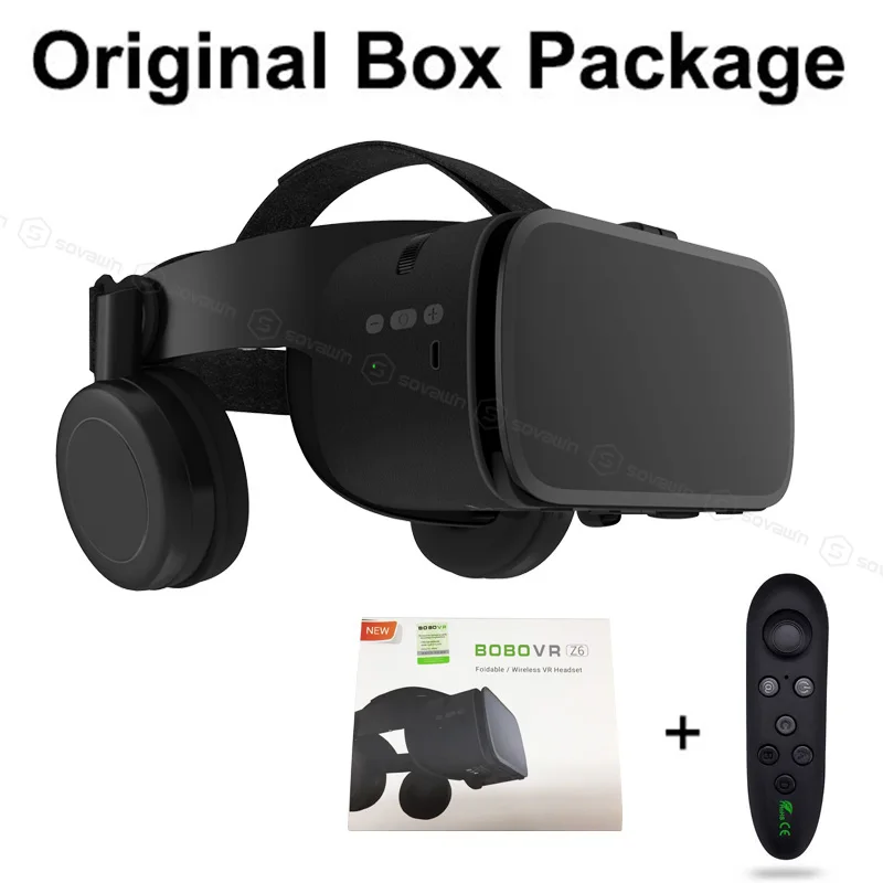With black 035 BOBO VR Z6, беспроводные Bluetooth 3D очки, виртуальная реальность для смартфона, стерео гарнитура VR, картон для iPhone, Android - Цвет: With black 035