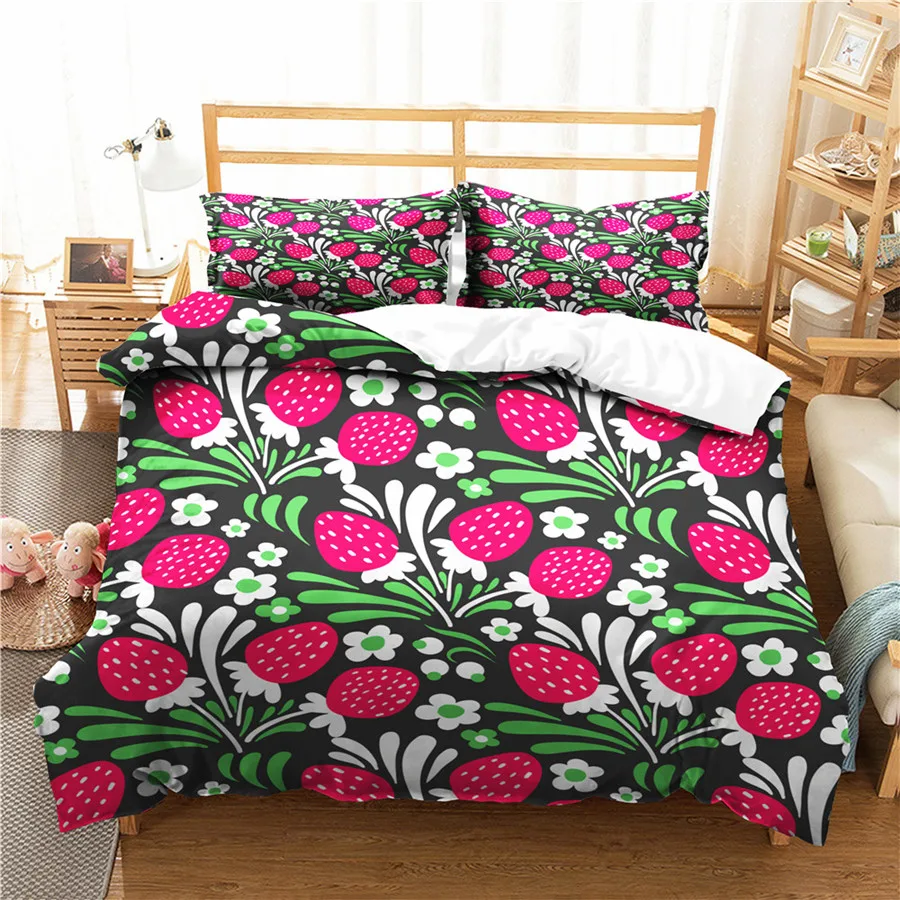 

A Bedding Set 3D Printed Duvet Cover Bed Set Colorful Fruits Home Textiles for Adults Bedclothes with Pillowcase #SG06