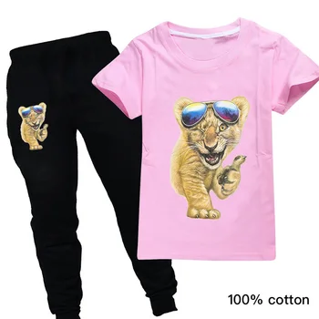 

Summer Short Sleeve Toddler Girl Clothes Lion King Costume for Girls Tshirts + Pants Boy Children Sets Vetement Fille