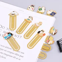 Милые коты книга для чтения металлическая Закладка мультфильм закладки с животными подарок канцелярские товары пленка Закладка школьные принадлежности