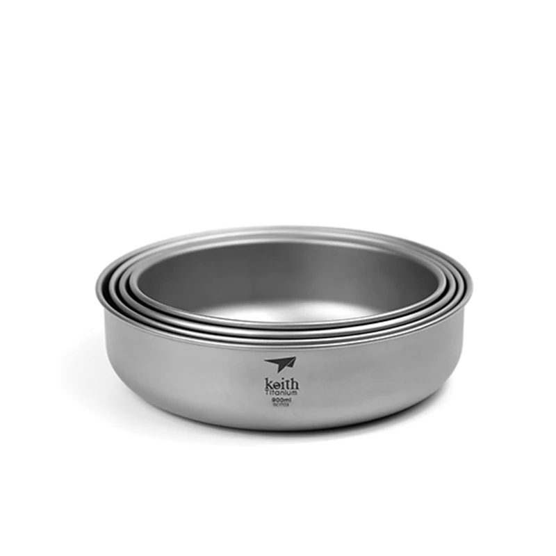 Keith Pure titanium миски для смешивания(набор из 4) здоровые Антикоррозийные миски для хранения, набор походных салатников, походная посуда