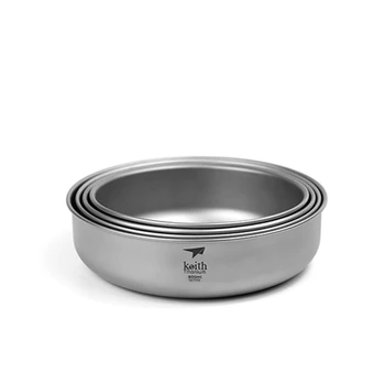 

Keith Pure Titanium Mixing Bowls (Set of 4) Healthy Anti-corrosion Storage Bowls Set Camping Salad Bowls Outdoor Tableware