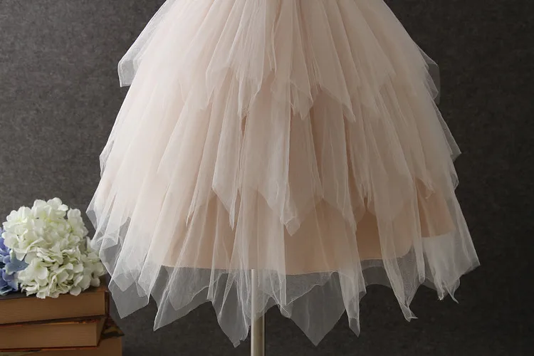 New Style Formal Dress Top Grade Skirt Champagne Color Puffy Mesh Dress Stage Performance Princess Dress Performance Skirt