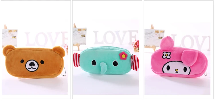 FUDEAM Soft Plush Cartoon Women Long Coin Purse Cute Zipper Girl School Stationery Pencil Case Usb Cable Storage Bag Key Wallet