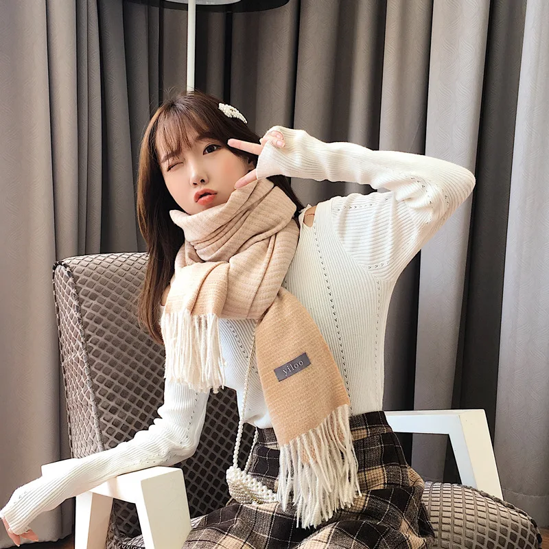 Japanese Blanket Scarf Solid Color Scarfs Shawl Winter Cashmere Scarves 180CM Steampunk Accessories