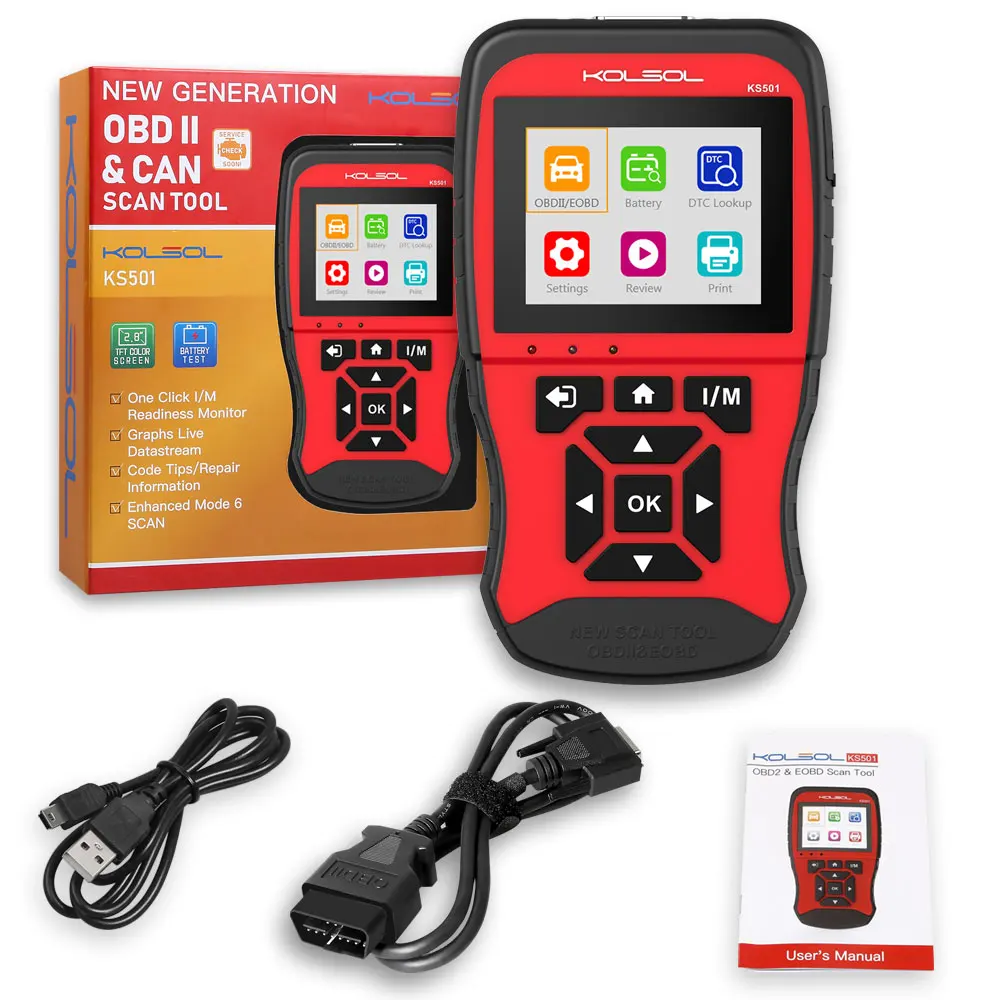 KOLSOL KS501 OBDII & EOBD сканирующий инструмент для универсальных автомобилей