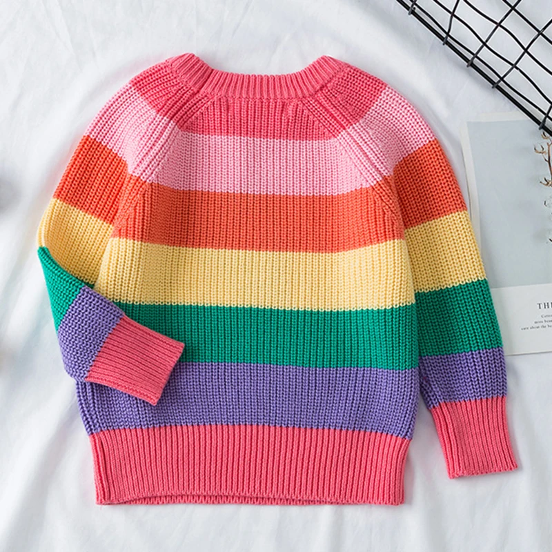 Baby Boys Girls Stripe Knitted Tops Sweater Outfits Christmas Winter Thick Knitted Clothes