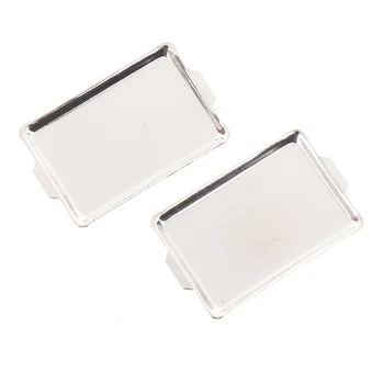 

2pcs/set 1/12 Dollhouse Mini Metal Plate Simulation Tray Model Toys for Doll House Kitchen Decoration Miniature Accessories
