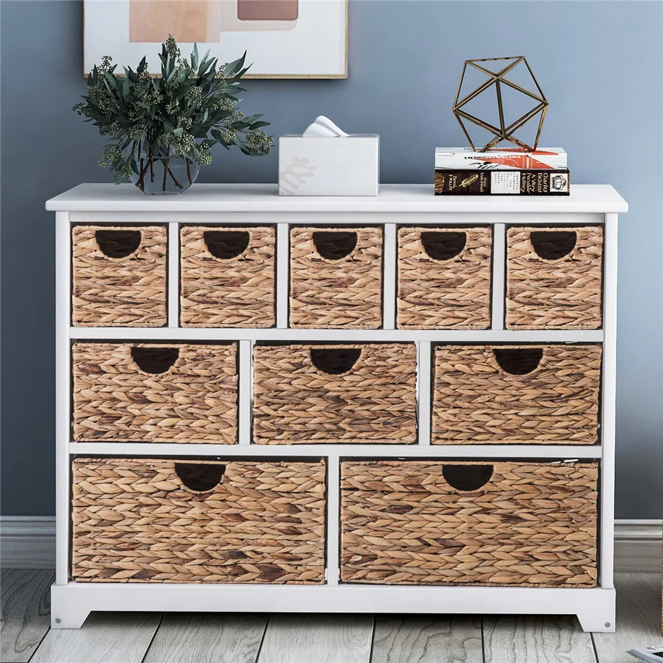 

Large Storage Chest of Drawers Baskets Solid Paulownia Sideboard for Hallway Bathroom Wardrobe Living Room Decorative Cabinet