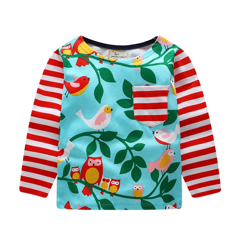 Jumping meters Long Sleeve T shirts for Baby Girls Cotton Clothing Cartoon Print Autumn Spring Tops New Children | Мать и ребенок