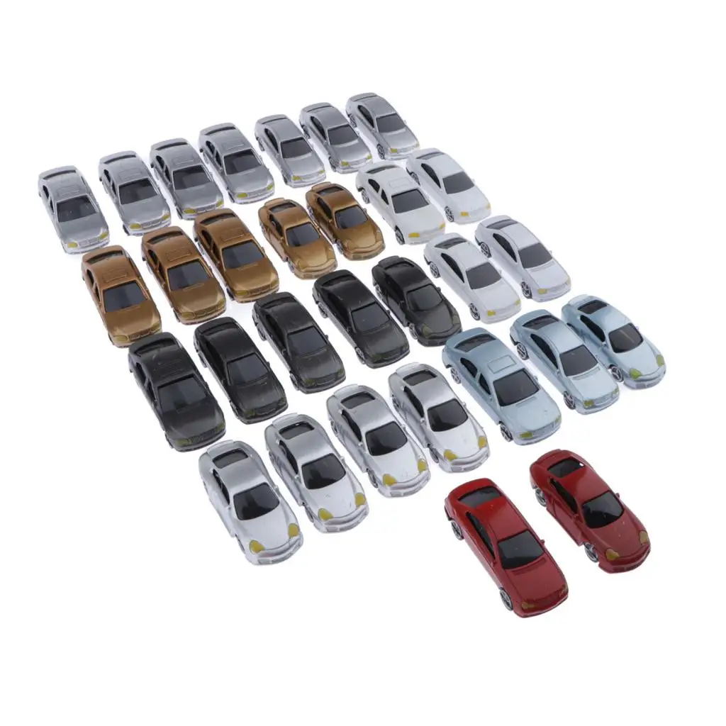 30pcs Painted Model Cars Miniature Model Car Building Train Layout Scale HO OO (1 to 75)