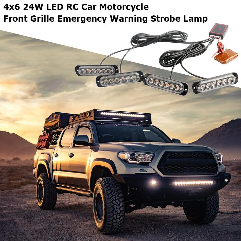 4x6 LED Flash Light 12V 24W 4 in 1 Car Front Grille Emergency Warning Strobe Lamp Portable Easy Installation Chassis Lights | Автомобили и