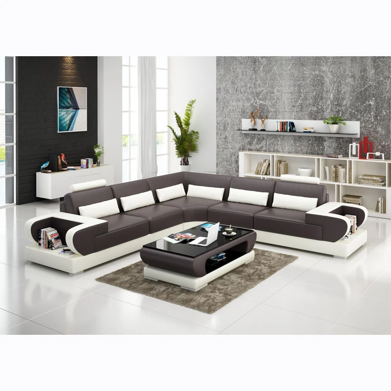 Европейский стиль гостиной современный кожаный диван L форма | Мебель