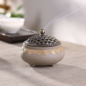 

Ceramic Incense Burner Sandalwood Incense Household Tea Ceremony Indoor Three-Legged Incense Burner for Buddha Incense