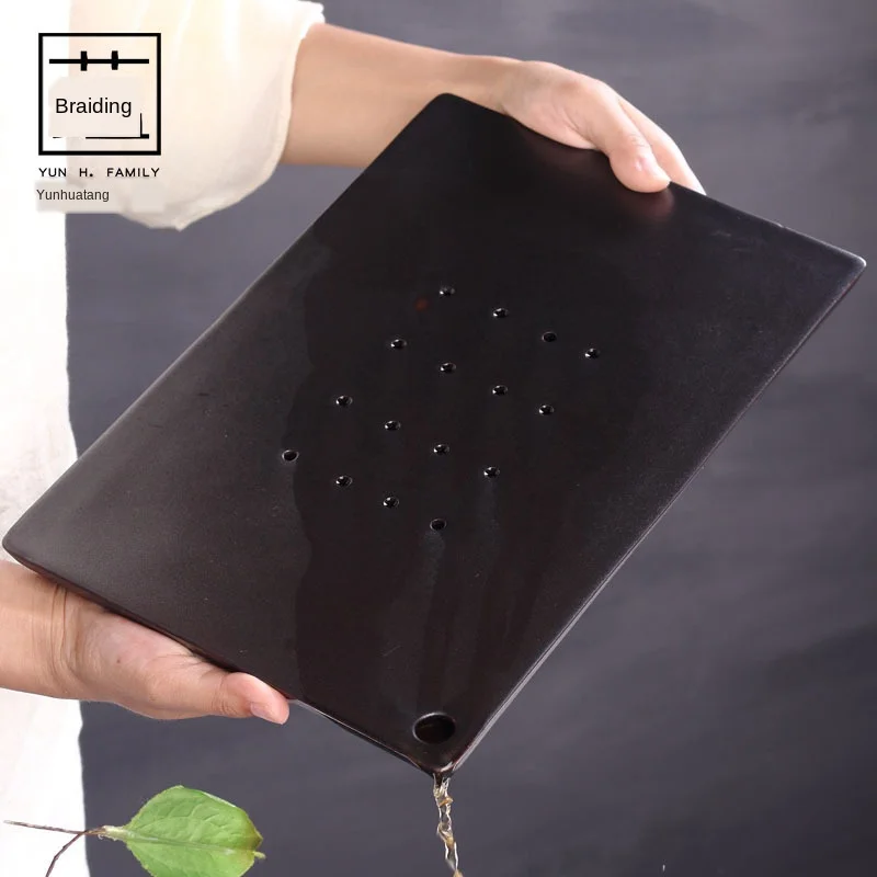 

Japanese-Style Coarse Pottery Water Storage Tea Tray Ceramic Pot Tea Pot Base Tea Table Kung Fu Tea Set Tea Tray Teapot Tray