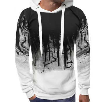 

Winter Fashion Men Loose Hooded Sweatshirt Outwear With pocket Sweater Hoodie Warm Coat Slim Fire Print Jacket