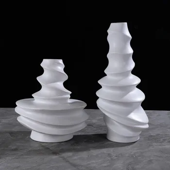 

Creative Nordic black and white soft-fit threaded ceramic flower vase Minimalist soft-fit home model room art decoration