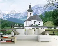 

3d photo wallpaper for walls in rolls custom mural European castle building snow mountain landscape Living room home decor