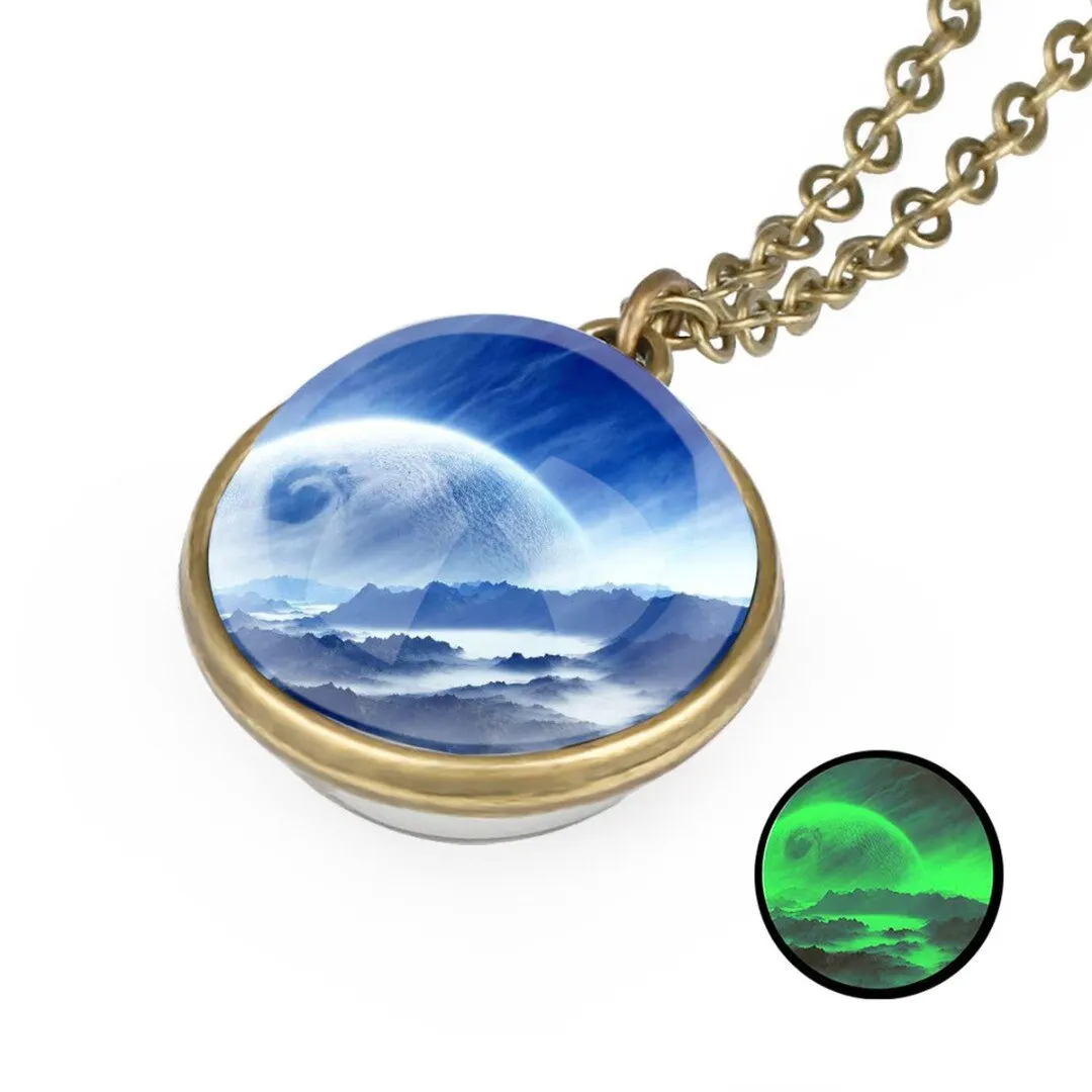 Fashion Women Men Glow In The Dark Universe Galaxy Nebula Chain Space Glass Ball Pendant Necklace Charms Shellhard  Jewelry Gift