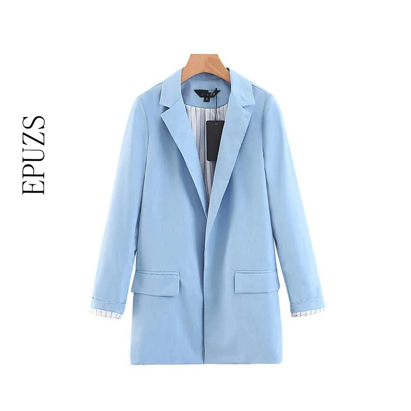 Женский офисный Блейзер элегантный черный пиджак с длинным рукавом повседневный