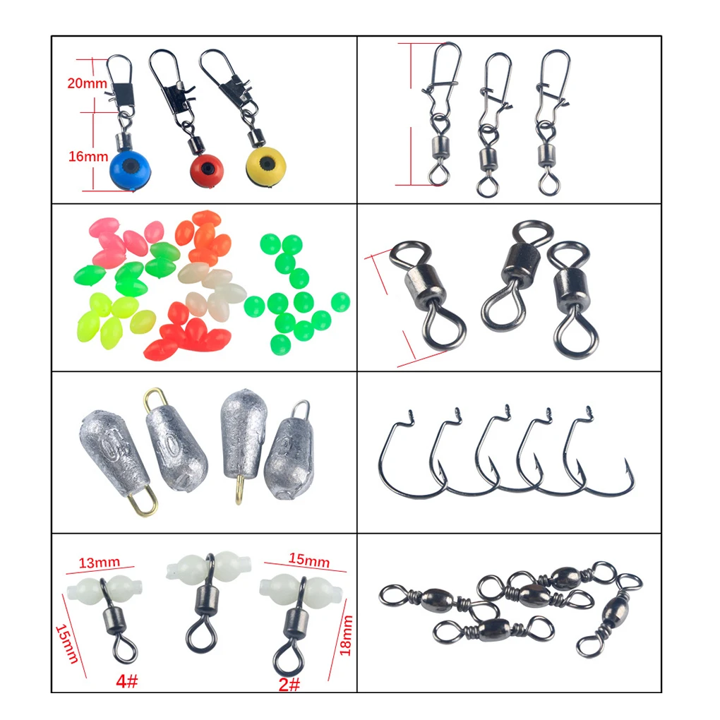 177 шт. рыболовных крючков поворотный весов разъем бусины приманка грузила коробка Карп комплект набор для рыбалки рыболовные снасти